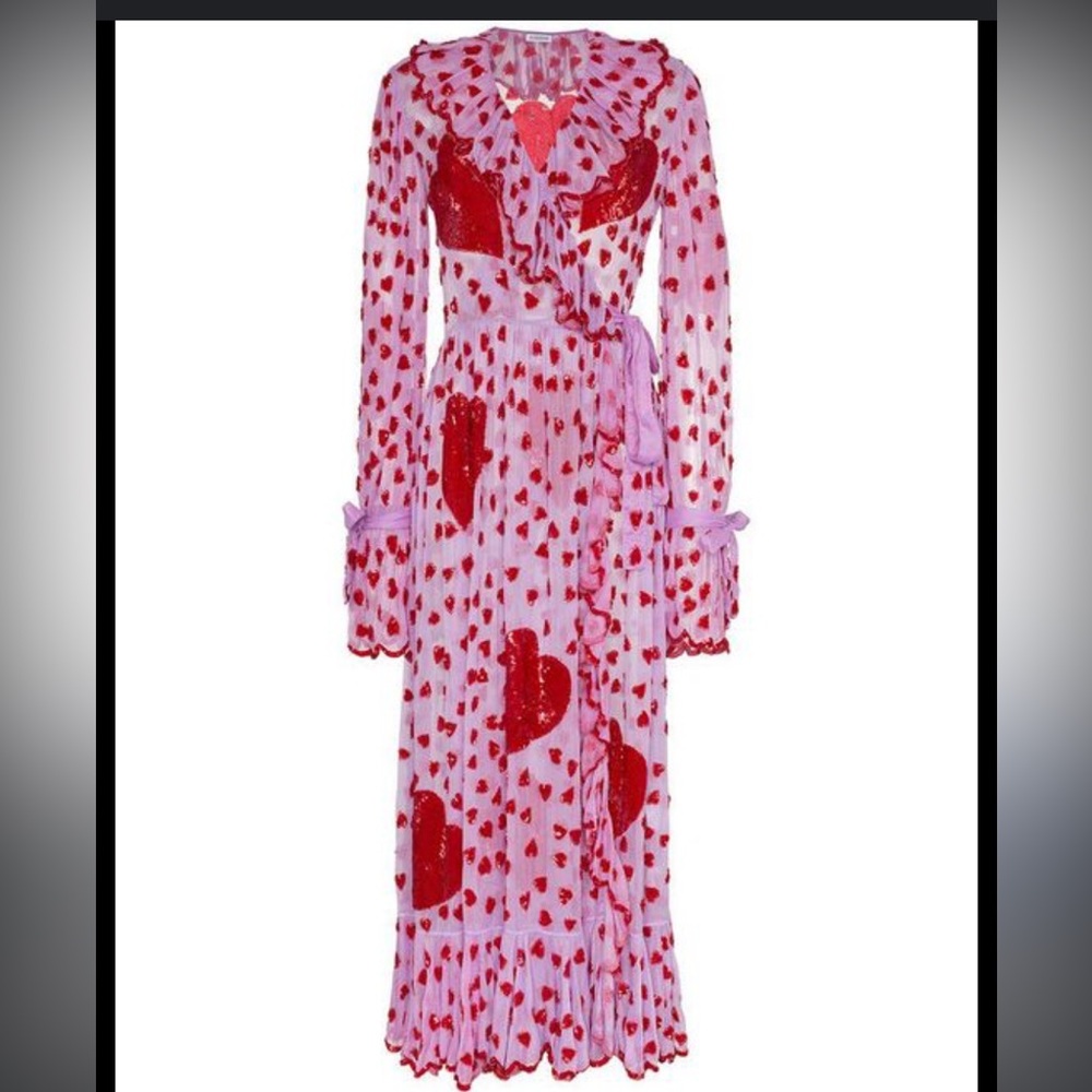 Ashish Vibrant Purple and Red Heart Maxi Dress - Picture 11 of 14